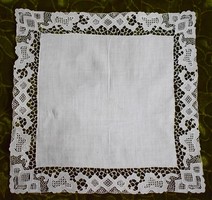 Antique lacy old decorative handkerchief, napkin 27.5 x 28 cm