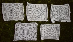 Crochet lace figure flower pattern tablecloth curtain decorative pillow image insert 12x9.5cm x4pcs, 1pc. 11X8.5cm