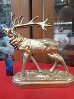 Solid copper painted stag figural sculpture. 23 Cm.
