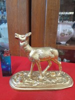 Tömör Bronz,Réz Festett Őz,Őzsuta Figurális Szobor.12 cm.
