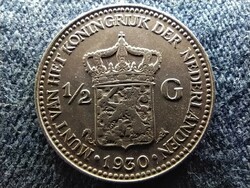 Hollandia I. Vilma (1890-1940, 1945-1948) .720 ezüst 1/2 Gulden 1930 (id64442)