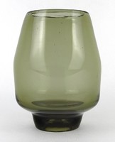 1N037 Művészi mid century füstüveg váza 18 cm