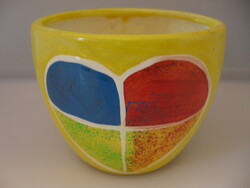 Ceramic bowl with a yellow heart pattern
