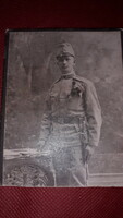 Antique cc.1910 Thick cardboard art photo soldier half-length portrait Bergtraun dezső losonc workshop