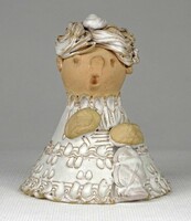 1M985 Szilágyi Mária : Figurális kerámia karácsonyi csengő 9.5 cm