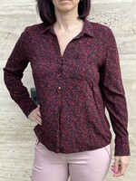 Camaieu burgundy blouse with small flower pattern