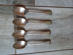 4 old silver-plated teaspoons (12.7x2.7 cm)