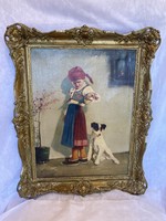Pirhalla Nándor (1884 - ?): Lány kutyával