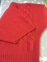 T-sleeved, red, soft, knitted women's sweater for size m