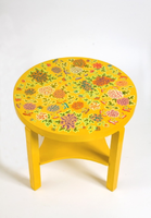 Sárga, virágos art deco asztal