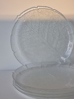 Vintage arcoroc aspen French marked glass plate/tender - with leaf-veined plastic pattern