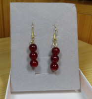 Hanging earrings made of cherry juniper jade mineral, the pearl is 8 mm