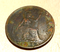 1 penny érme 1966 . évi II. Erzsébet királynő arcmásával bronz patinával,,,