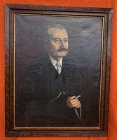 Antik nemesi férfi portré olaj-vászon festmény 88 x 70 cm