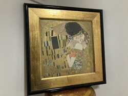 Gustav Klimt: A csók modern kép grafika reprodukció üvegezett keretben #2