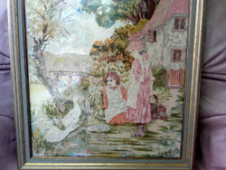 Antique 140 years old! Petitpoint tapestry - art&decoration