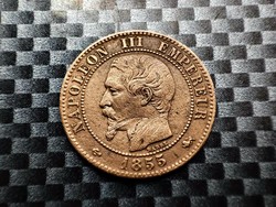 Franciaország 10 centime, 1855 Verdejel ''D'' és ''horgony'' - Lyon