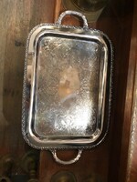 Art Nouveau alpaca tray, silver-plated, size 60 x 30 cm.