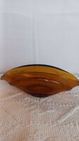 Vintage (1950) sowerby amber glass bowl/tender, decoration h: 19 cm, width: 6.5 cm, height: 6.5 cm.
