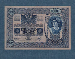 1000 Korona 1902 min both sides with deutschösterreich stamp in German