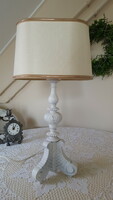 White antique painted wooden table lamp