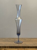 Footed elegant blue Czech glass vase 35 cm