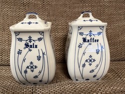 Display case coffee and salt holder. Beautiful snow-white porcelain with straw flower pattern.