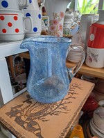 Ritka  repesztett Fátyolüveg fátyol karcagi berekfürdői üveg kancsó vizeskancsó Gyűjtői