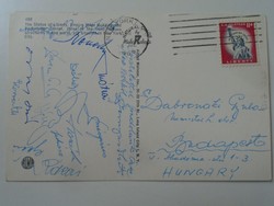 D195308 Képeslap -   A Fradi New Yorkban - 1965 július 25 -  13  autográf aláírással  -FTC