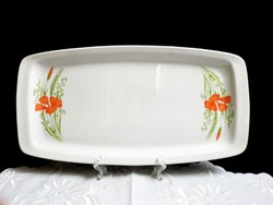 Pipacsos Alföldi porcelán süteményes tál, vagy szendvicses tálca 36 x 19 cm