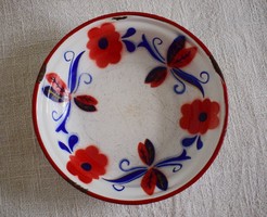 Régi zománcozott lemez tál virág minta Budafok magyar zománc 22,5 x 4,5 cm