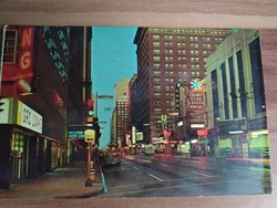 Régi amerikai képeslap,Dallas, Texas, Commerse Street éjjel1968-ból