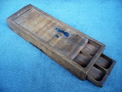 Old double-sided wooden pen holder with shutters