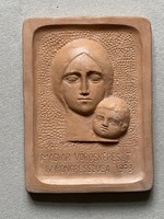 Hungarian Red Cross iv. Anniversary 1973 mother child retro ceramic wall picture wall decoration