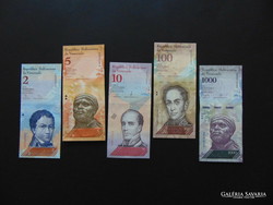 Venezuela 5 darab bolivár LOT !  Szép ropogós bankjegyek