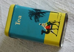 Tea régi fémdoboz , reklám , csomagolás 7x7x12 cm