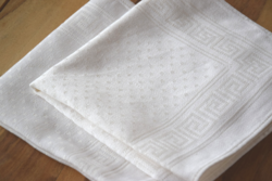 Old antique art deco damask napkin set towel polka dot and Greek pattern 5 pcs 39 x 38