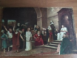 Antik művész képeslap, Munkácsy Krisztus Pilátus előtt postatiszta