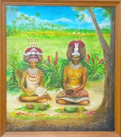 Ünnep Szamoán,70x60cm Prima díjas művész alkotása(1999)  Károlyfi Zsófia (1952)