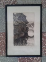 Georg fritz (1894-1967) German hand-signed etching from the twenties 42x30cm