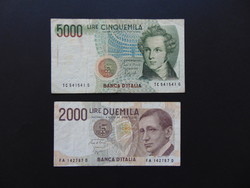 Italy 2000 - 5000 lira banknotes lot !!!