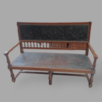 Neo-Renaissance bench, printed leather pattern