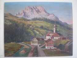OSZTRÁK 100 éves CSODÁS Festmény,Osztrák Alpok