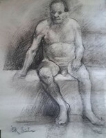 Ék séndor: charcoal drawing, act. Size: 35x40 cm.