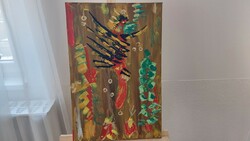 (K) Szignózott absztrakt festmény 40x60 cm