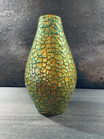 Zsolnay ritkaság, zöld zsugormázas, repesztett mázas eozin váza, teljesen hibátlan