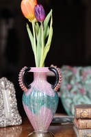 Muranói fújt üveg váza igazi arany porral