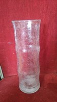 RETRÓ  REPESZTETT  ÜVEG (CRACLEE GLAS)  BAMBOO-FORM VÁZA -osztrák? 25cm magas 9 cm átmérő