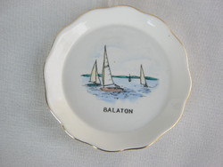 Balatoni emlék Aquincumi porcelán tálka vitorlás hajóval