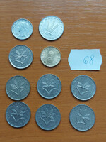 10 pieces of Hungarian penny + forint, all other year 68